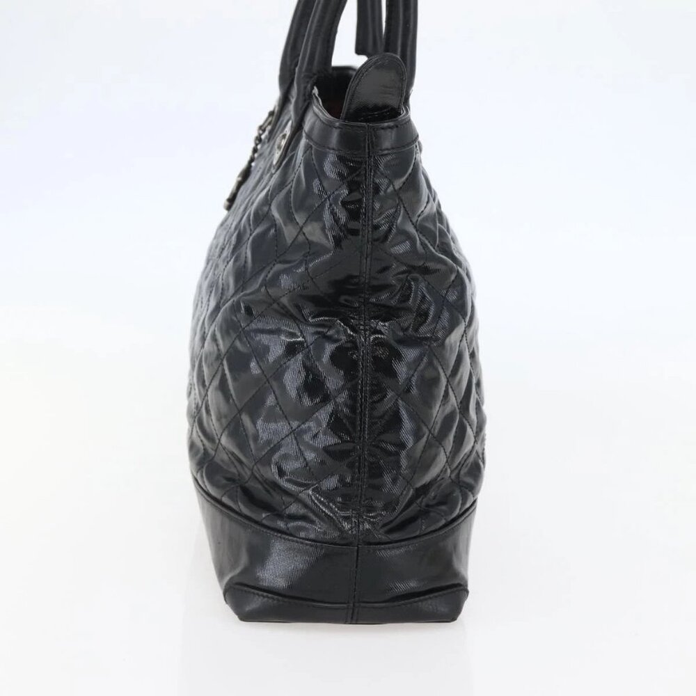 CHANEL Tote Bag Coated Canvas Black Silver CC Auth bs29643 - Picture 6 of 16